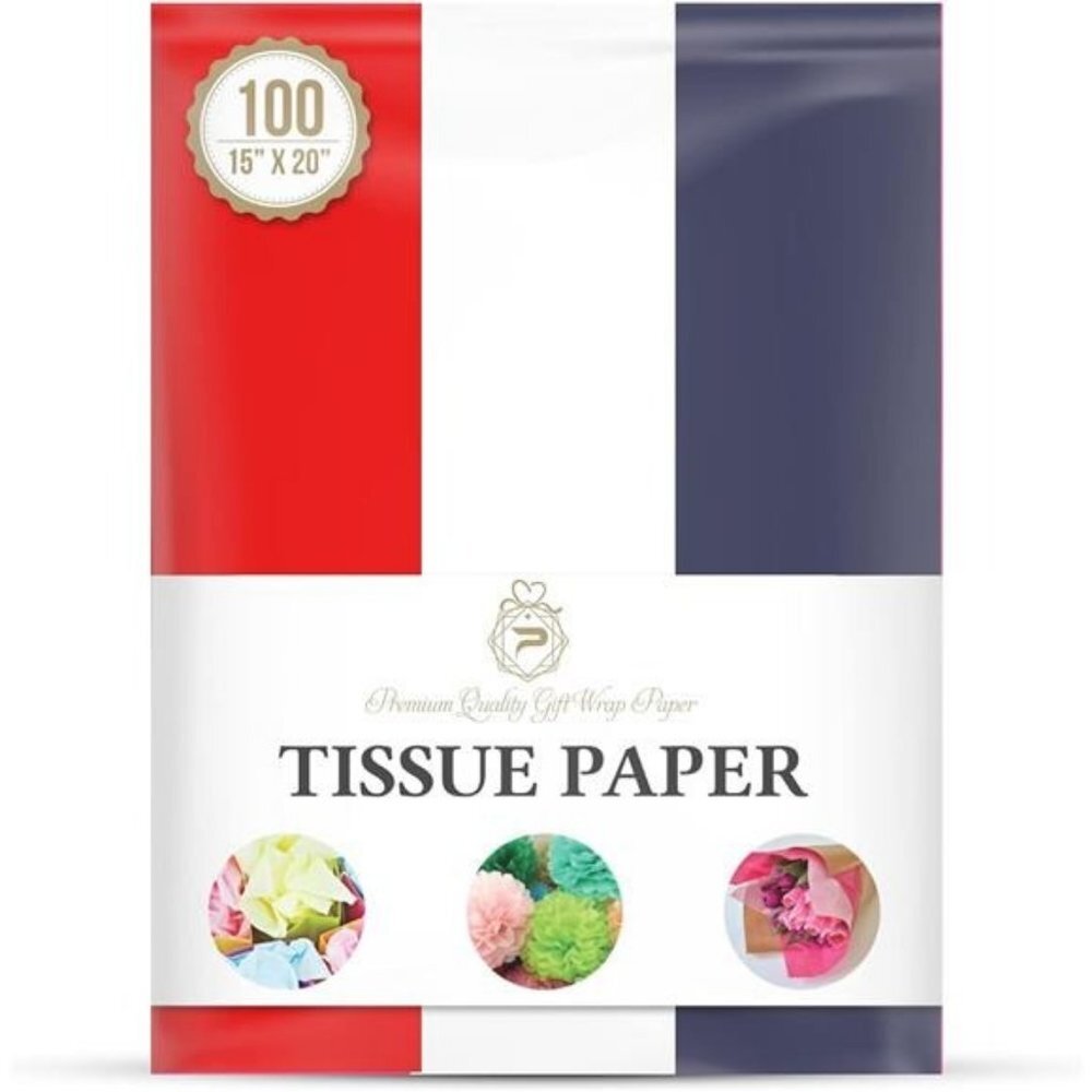 Tissue Paper for Gift Wrapping Red, White & Blue Birthday, Christmas, Halloween
